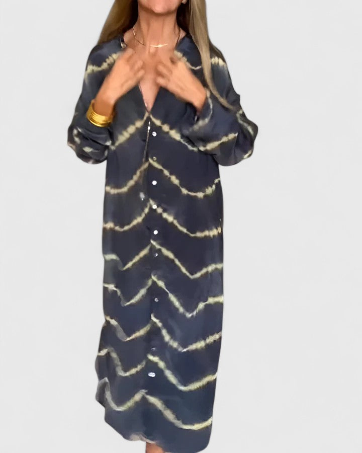 Amelie™ | Rochie maxi elegantă, cu dungi, stil boho