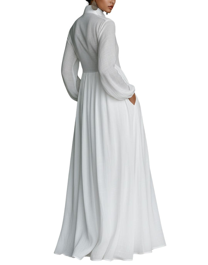 Rochie Maxi din In cu Croială Lejeră și Stil Natural