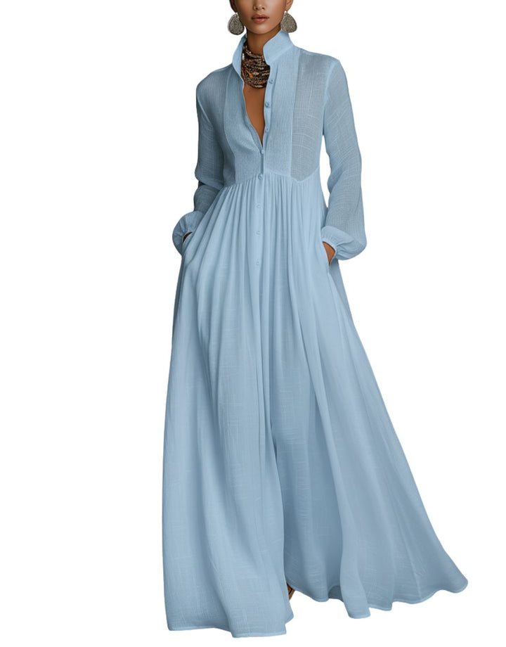 Rochie Maxi din In cu Croială Lejeră și Stil Natural