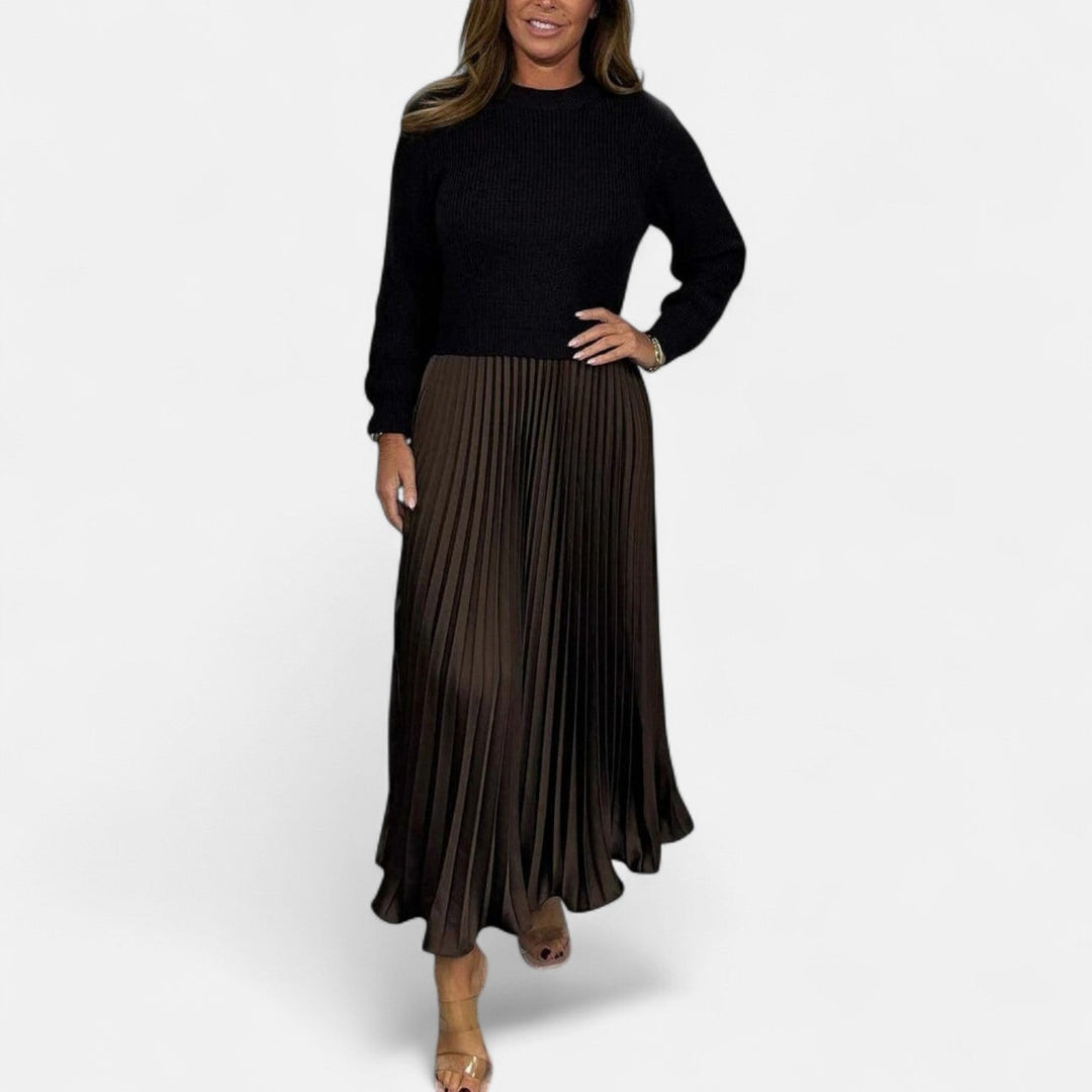 Caelynnah | Elegant Maxi Dress with Sweater & Pleated Skirt